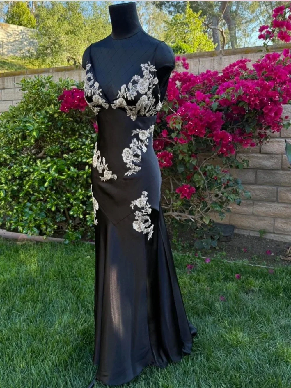 LAST CHANCE Vintage Y2K black and tan/gold fairycore embellished prom dress gown - Picture 1 of 6